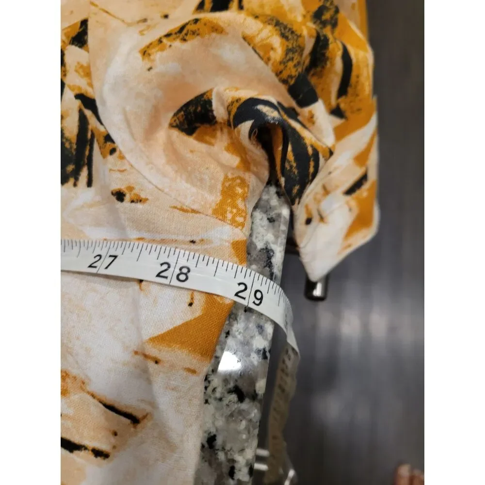 Stacy Adams Shirt Mens 3X Short Sleeve Abstract Print Linen‎ Cotton Mustard - Picture 3 of 7